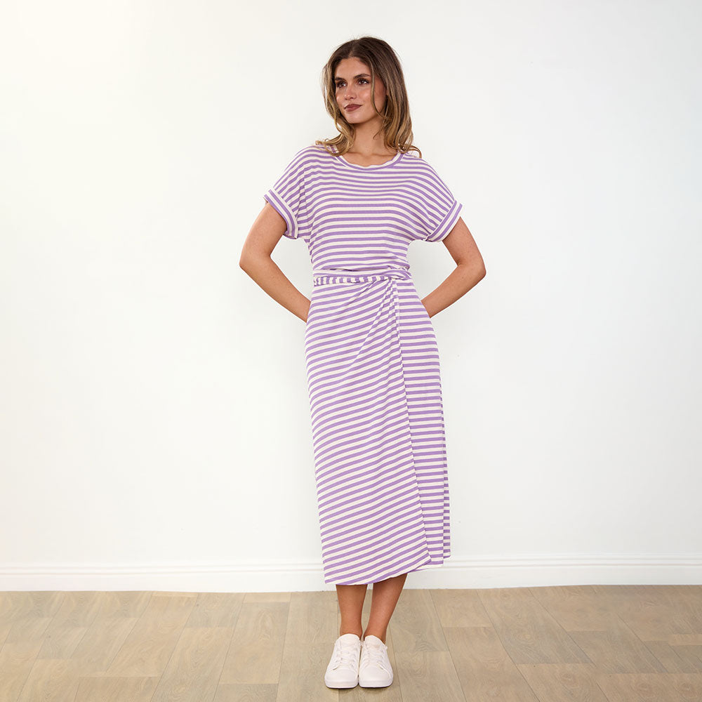 Lenny Dress (Purple Stripe)