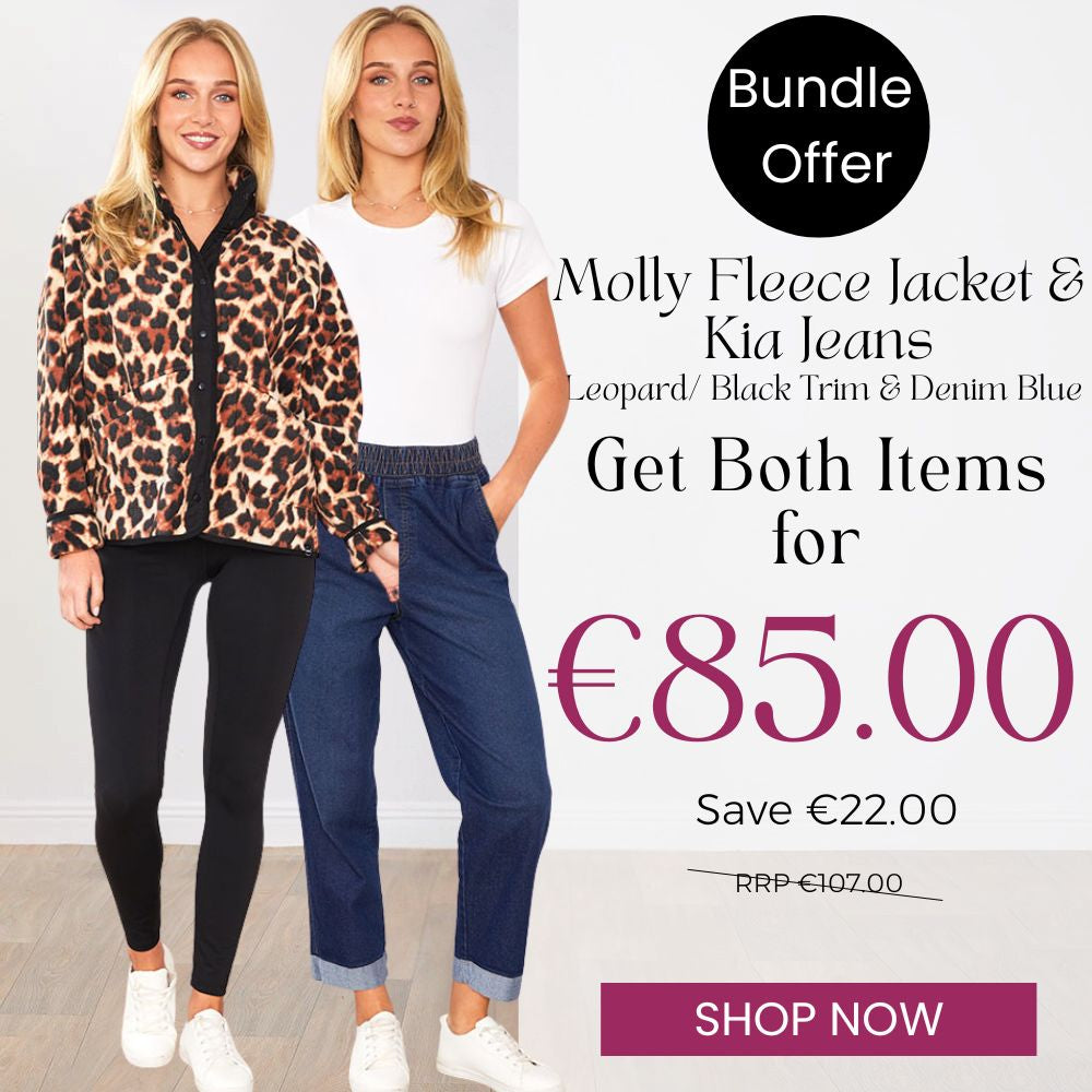 Molly Fleece (Leopard / Black Trim) & Kia Jeans (Denim Blue) for €85