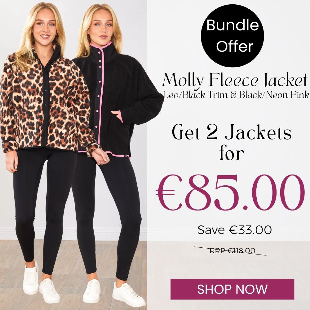 Molly Fleece Jacket (Black/Neon Pink Trim x Black/Leopard Trim) 2 for €85.00!