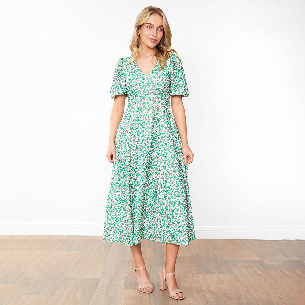 Lucy Dress (Green Floral)