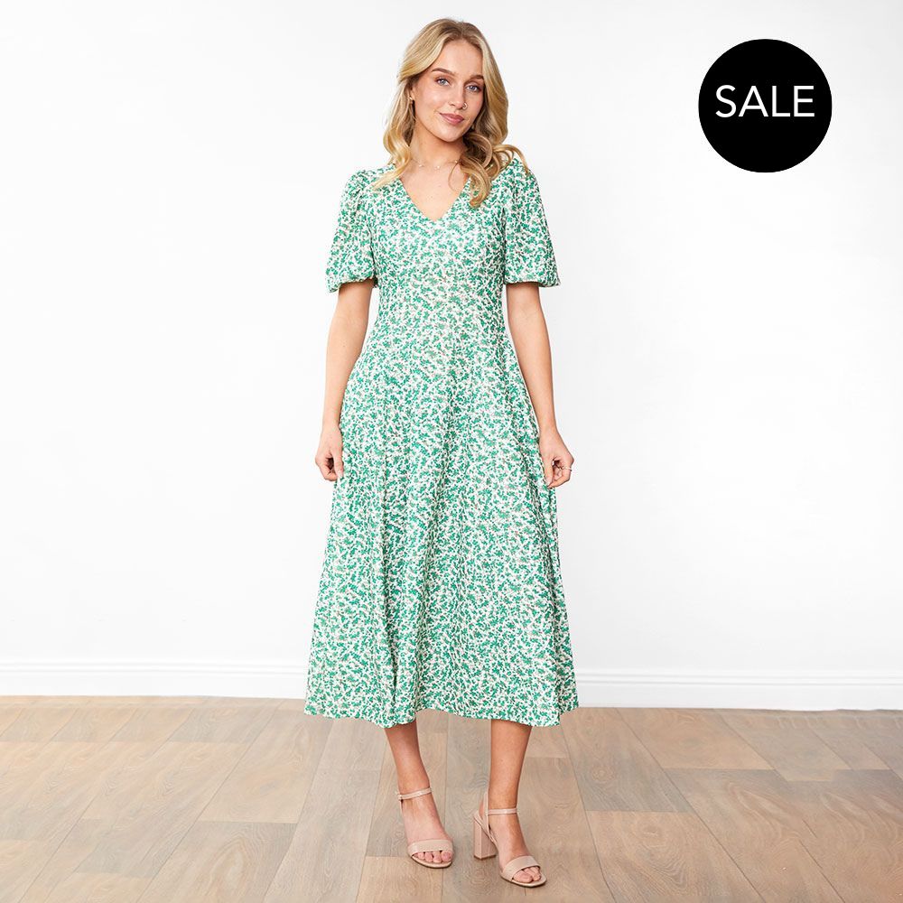 Lucy Dress (Green Floral)