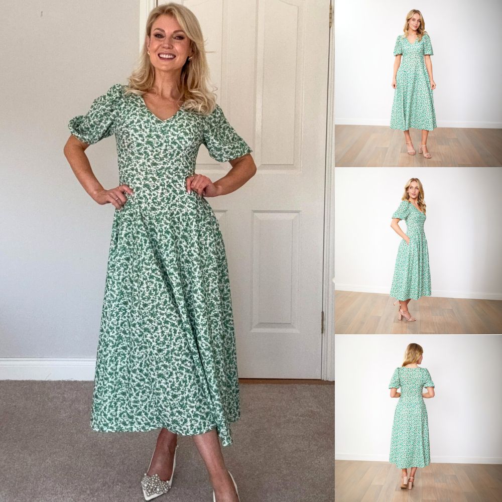 Lucy Dress (Green Floral)