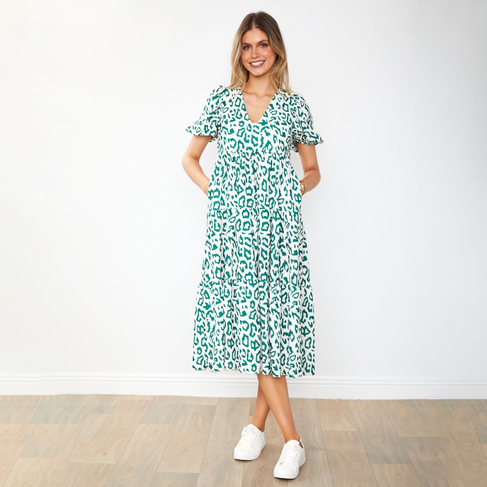 Mabel Dress (Leopard Green)