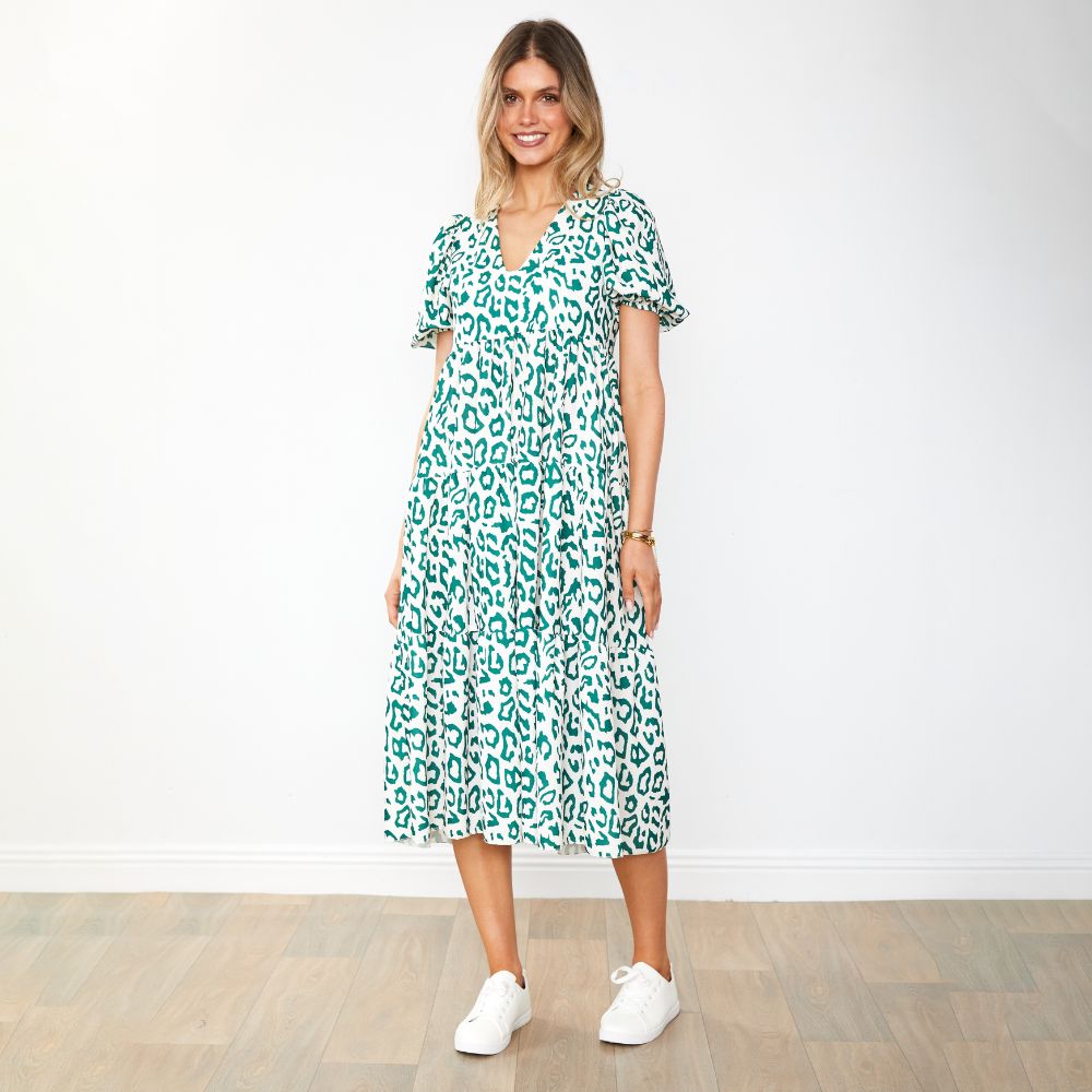 Mabel Dress (Leopard Green)