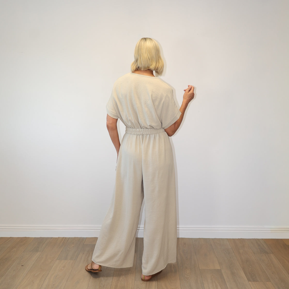 Marbella Belted Jumpsuit (Stone)