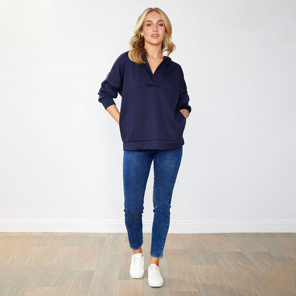 Mariah Hoody in navy – women's hoody – view 4