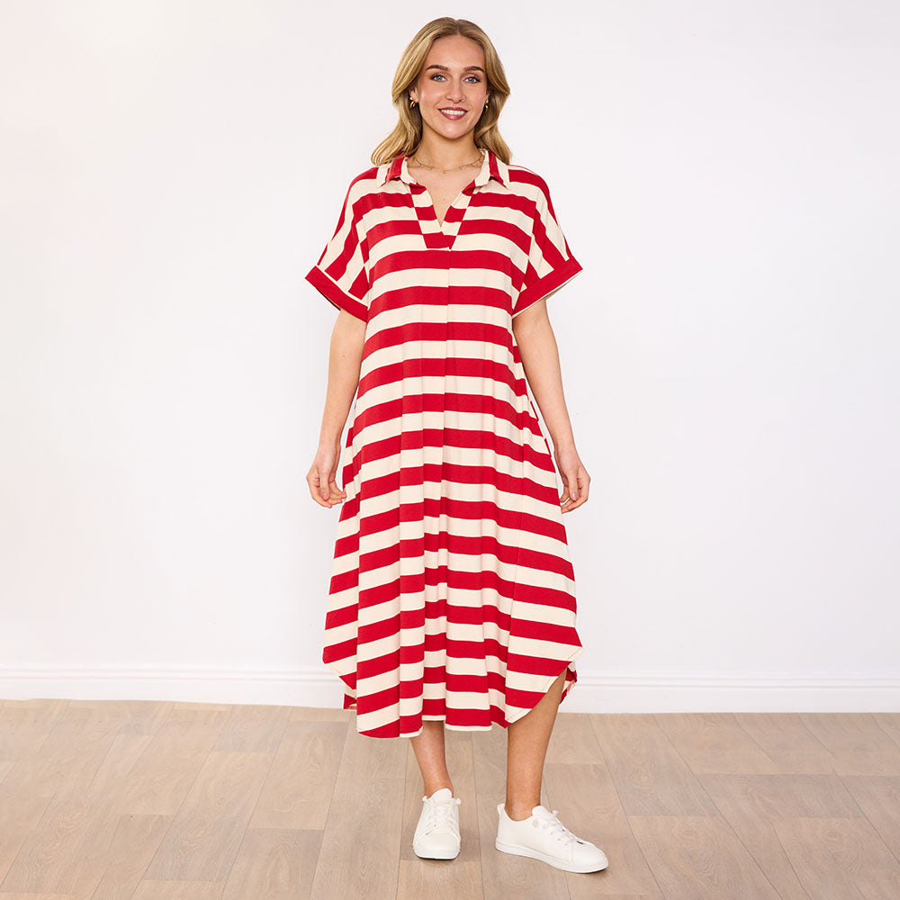 Maya Dress (Red Stripe)