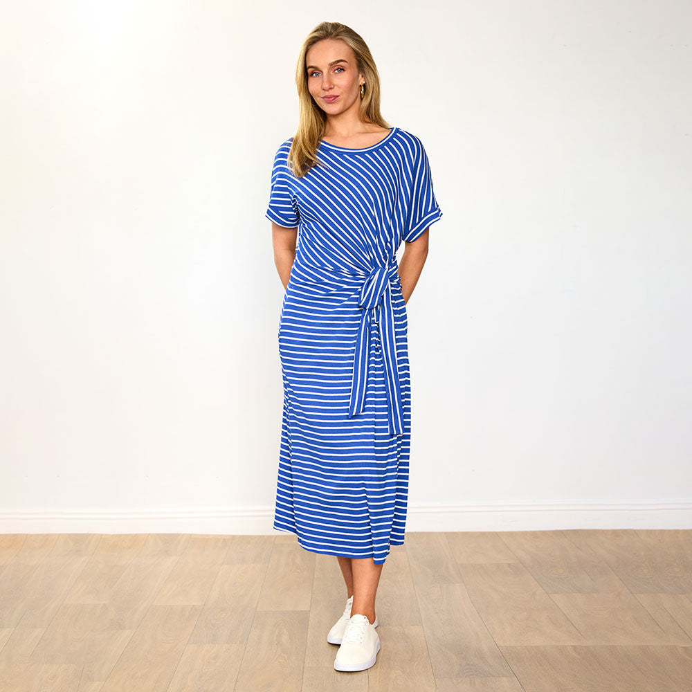 Muriel Dress (Cobalt Stripe)