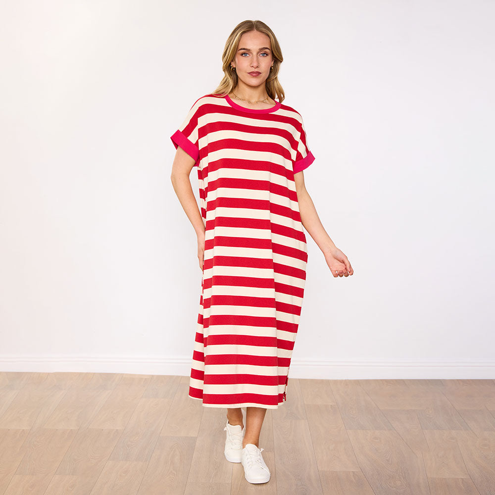 Rachel Dress (Red Stripe/Pink)