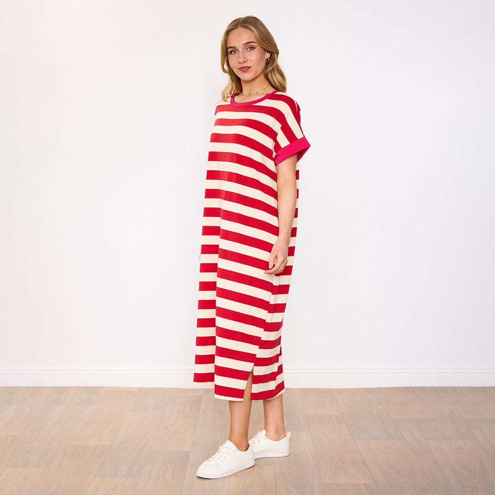 Rachel Dress (Red Stripe/Pink)