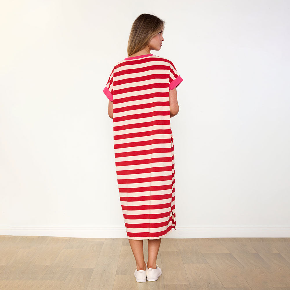 Rachel Dress (Red Stripe/Pink)
