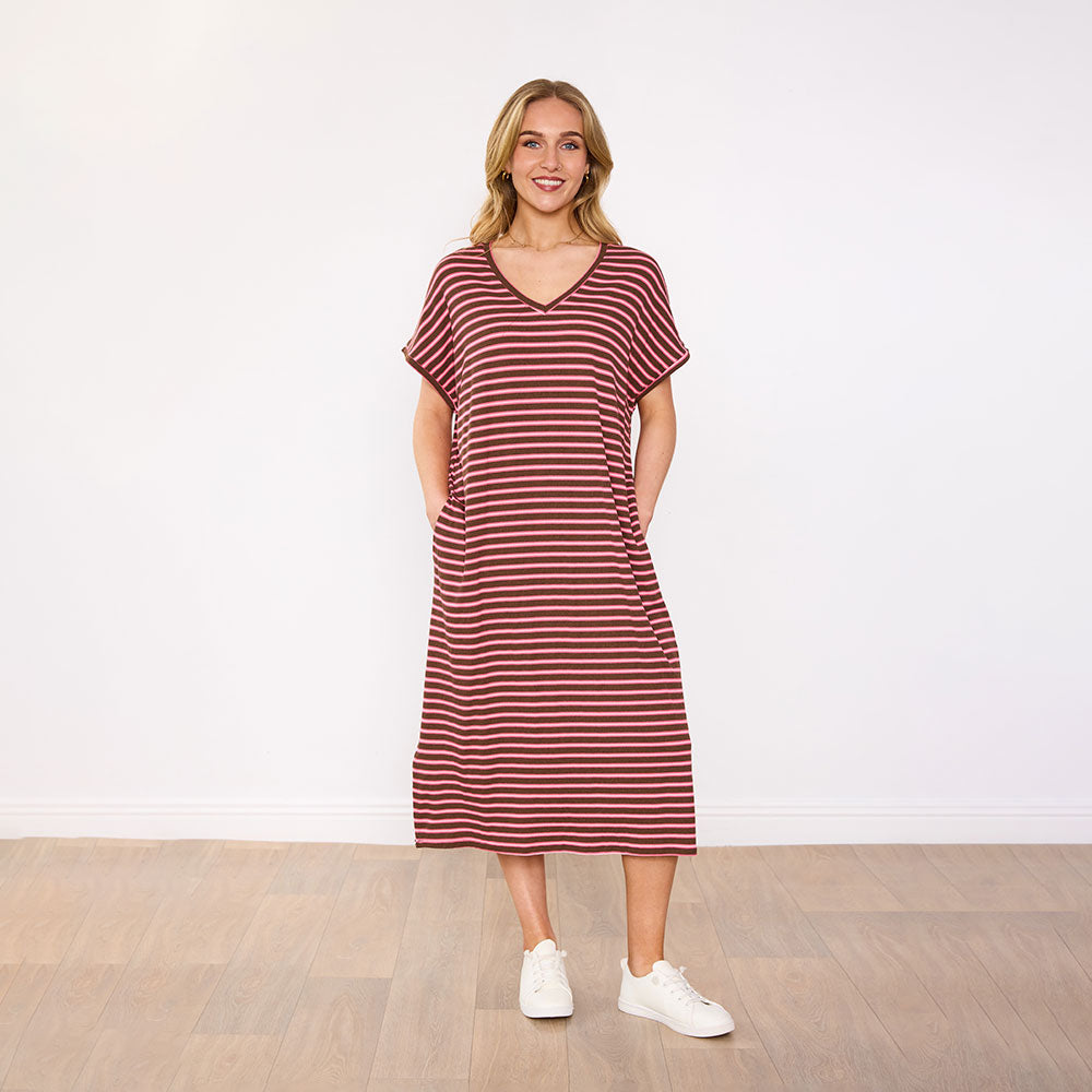 Rory Dress (Brown Stripe)