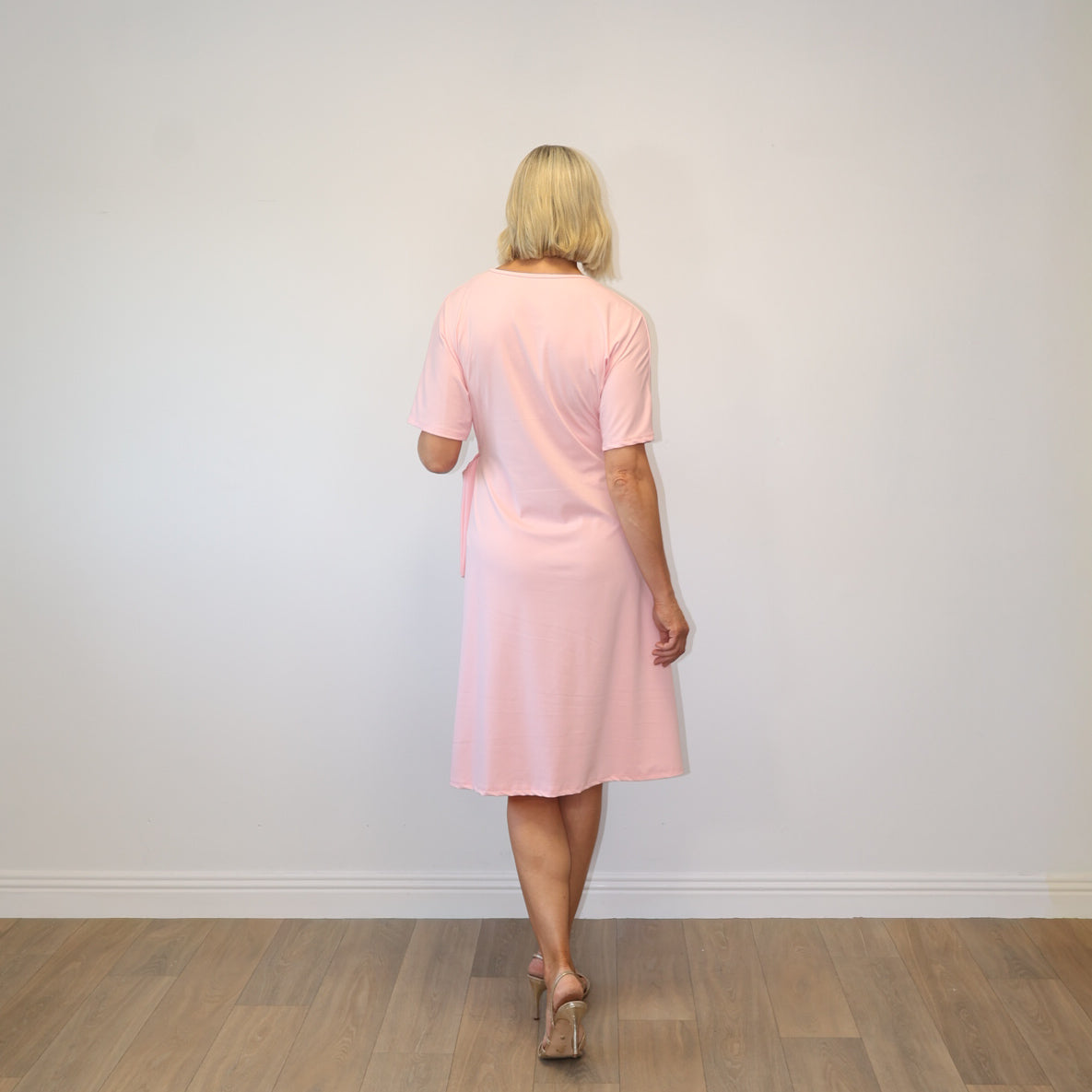 Rosa Knot Front Midi Dress (Blush Pink)