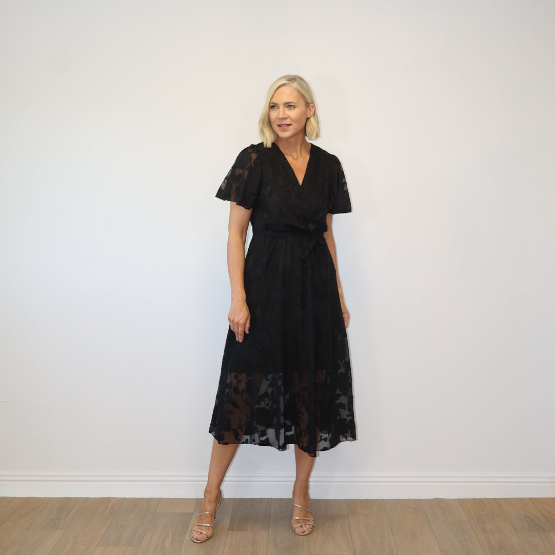 Rosie Floral Wrap Dress (Black)
