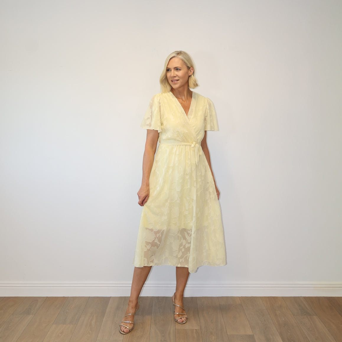 Rosie Floral Wrap Dress (Lemon)