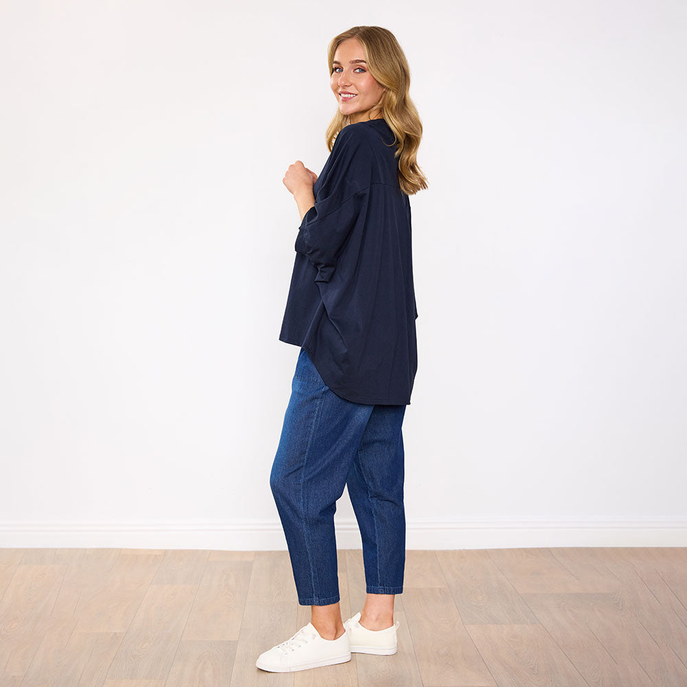 Sienna Oversized Top (Navy)