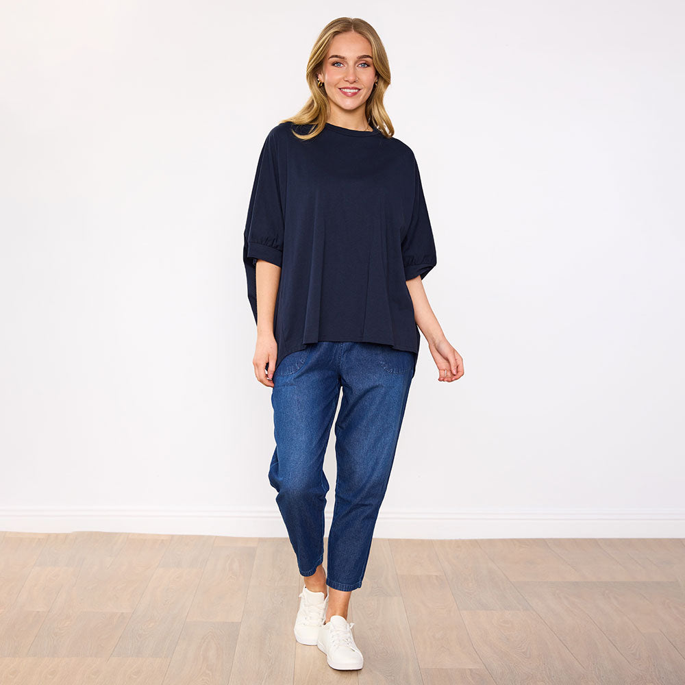 Sienna Oversized Top (Navy)