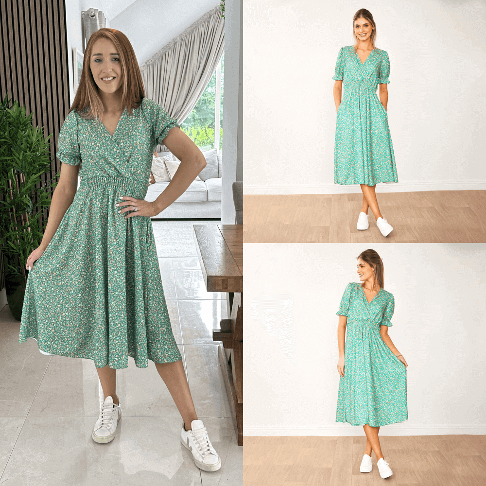 Belle Dress (Green Floral)