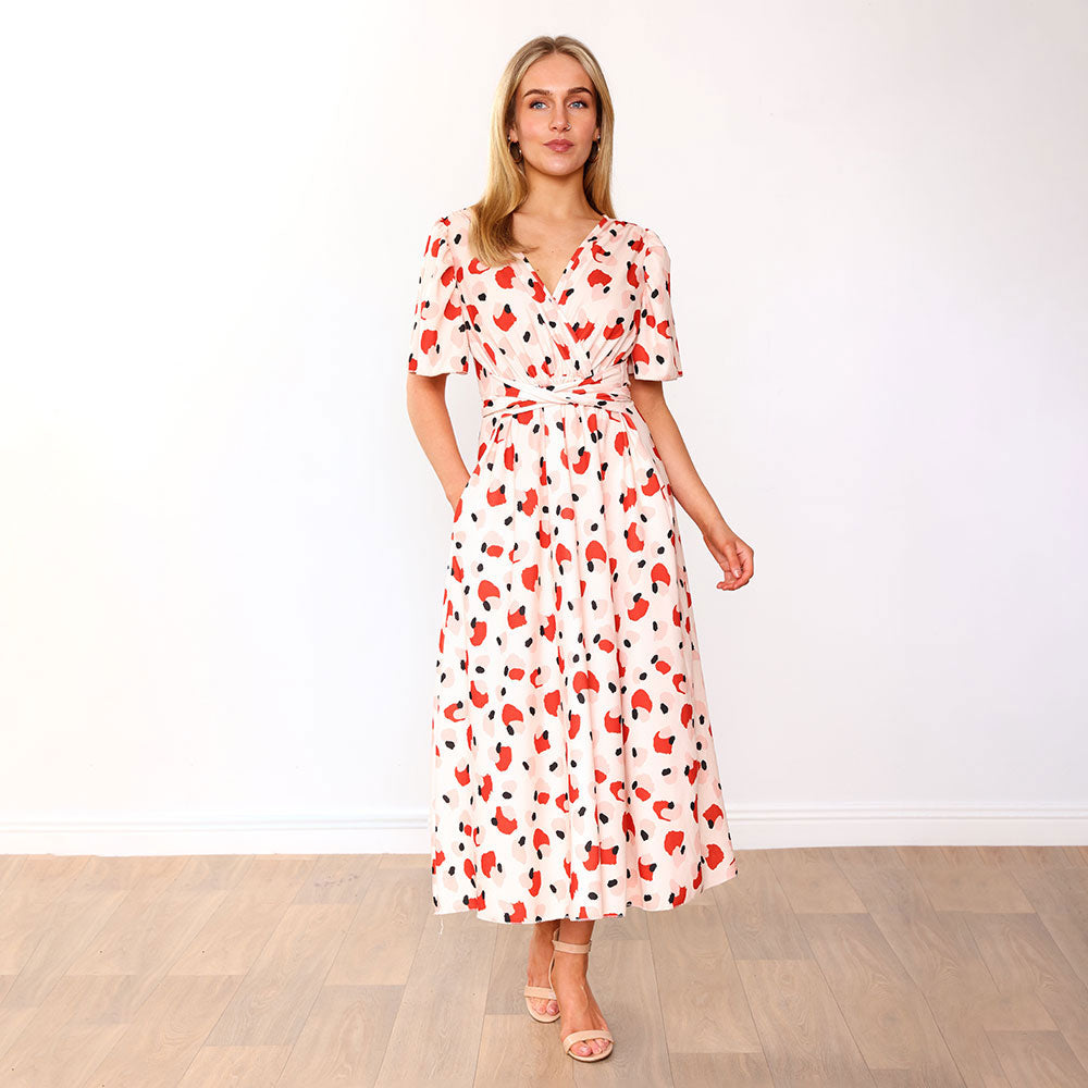 Teagan Dress in peach abstract print – women's dress – view 5