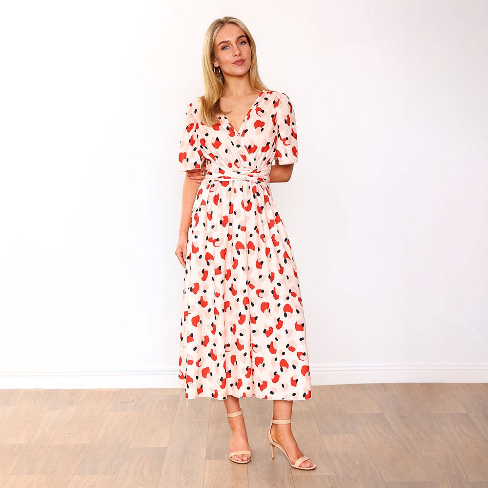 Teagan Dress (Peach Abstract)