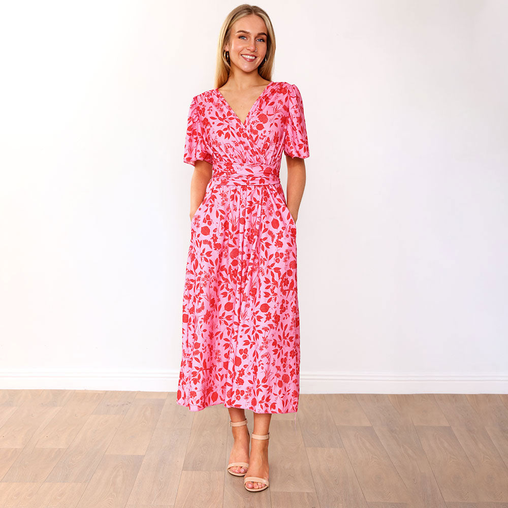 Teagan Dress (Pink/Red Floral)