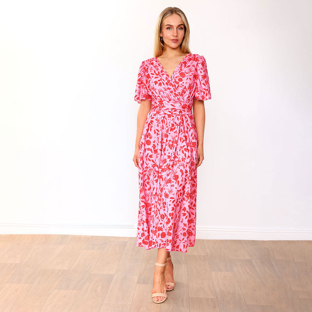 Teagan Dress (Pink/Red Floral)