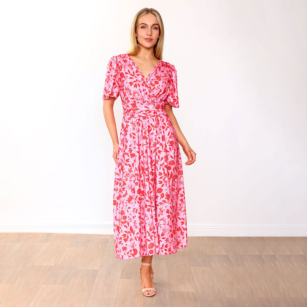 Teagan Dress (Pink/Red Floral)