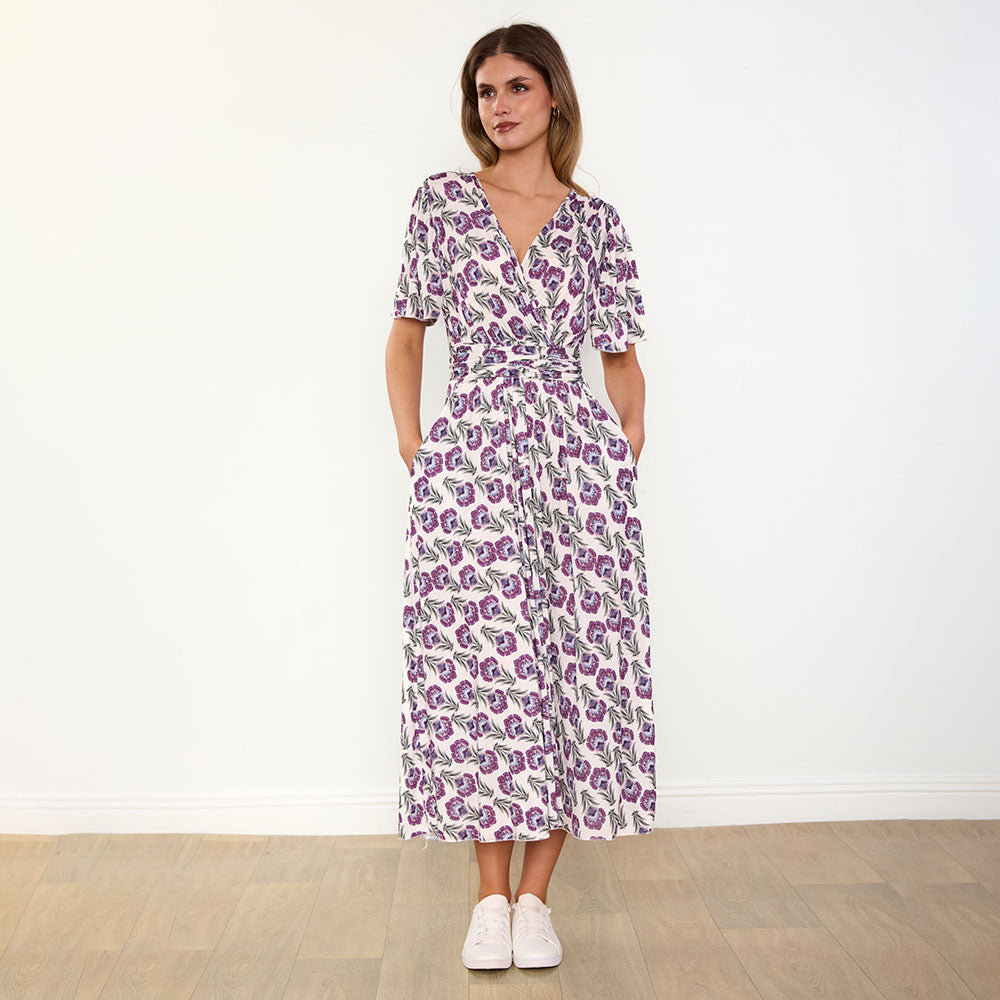Teagan Dress in safflower lilac floral print – women's dress – view 4