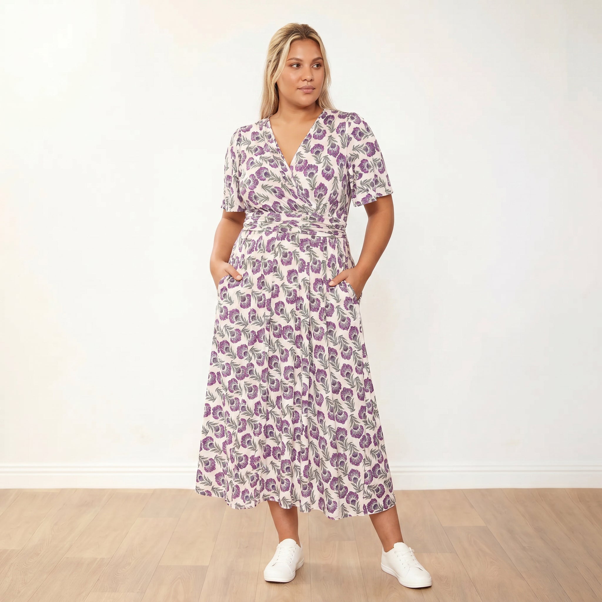 Teagan Dress in safflower lilac floral print – women's dress – view 11
