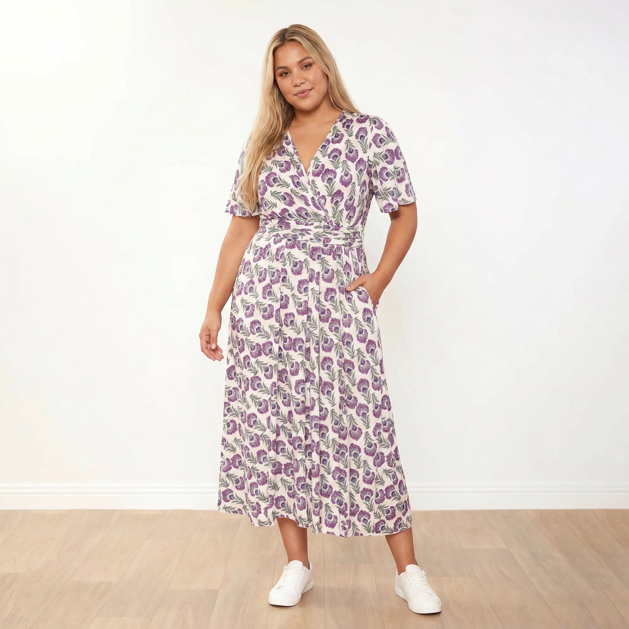 Teagan Dress in safflower lilac floral print – women's dress – view 5