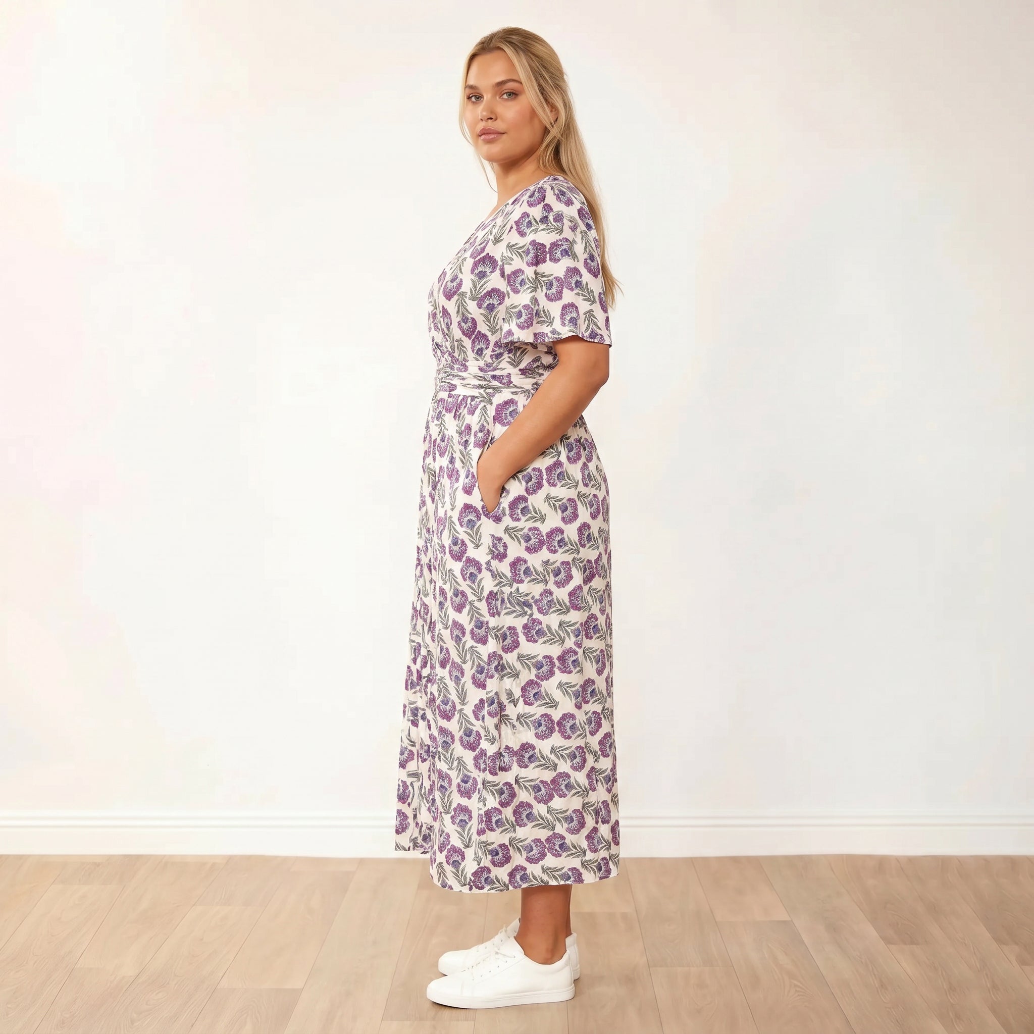 Teagan Dress in safflower lilac floral print – women's dress – view 13