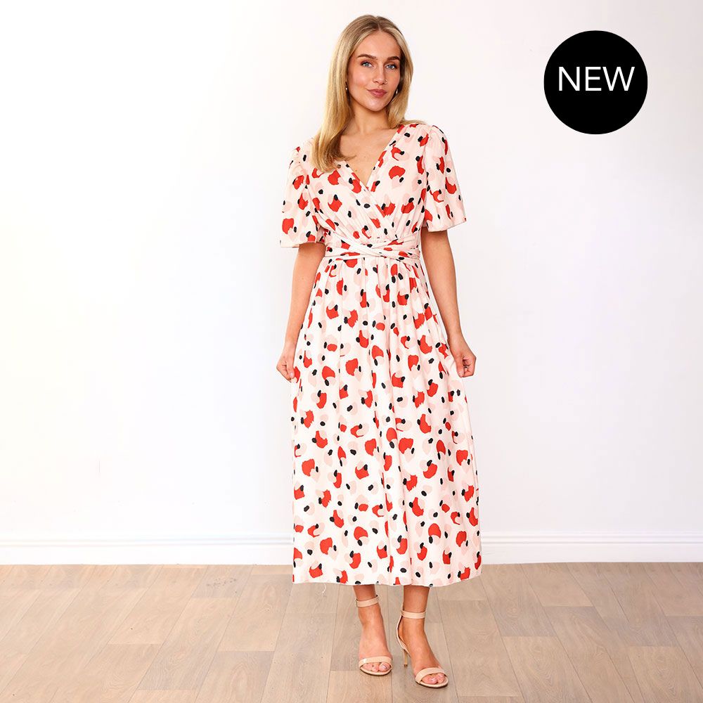 Teagan Dress (Peach Abstract)