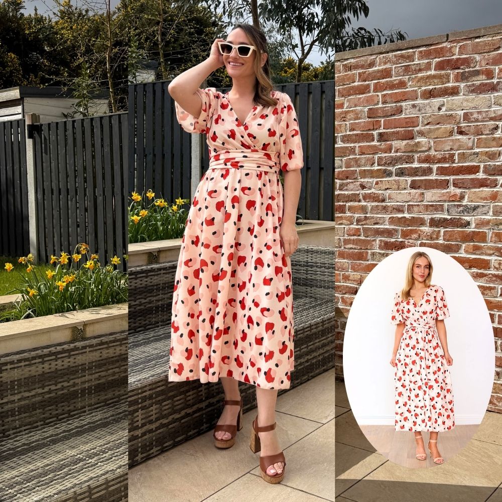 Teagan Dress (Peach Abstract)