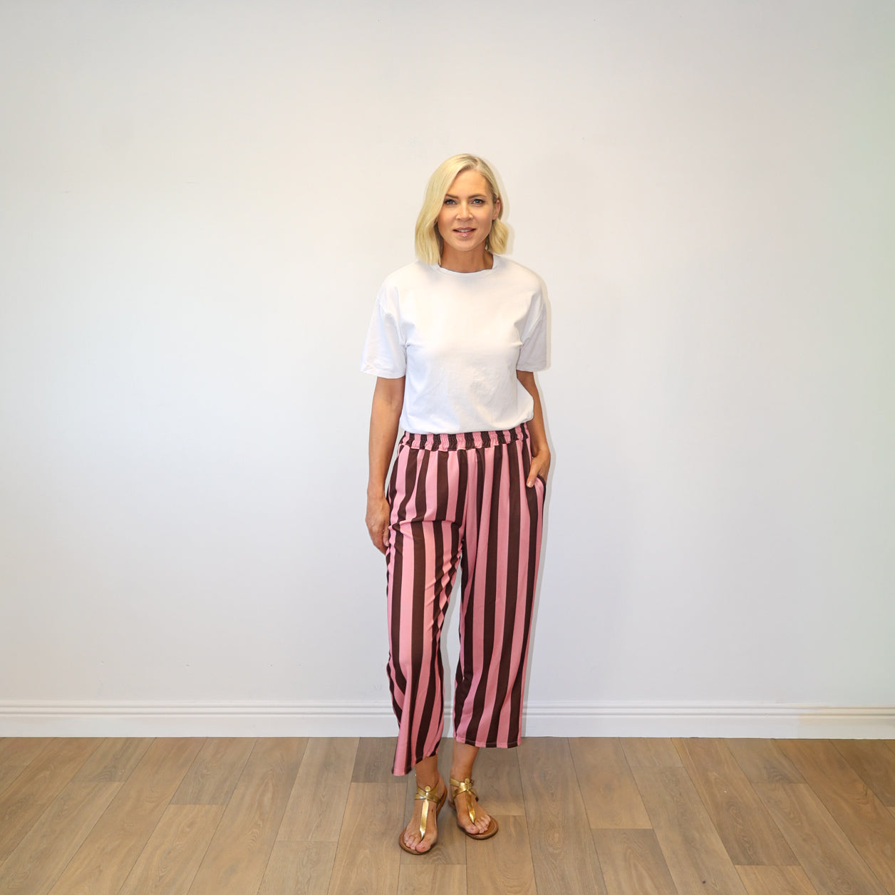 Tessa Trousers (Brown/Pink Stripe)