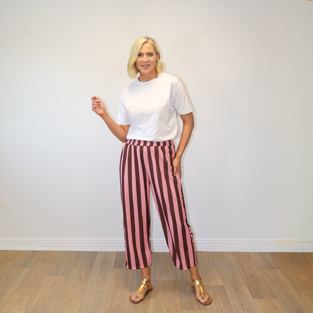 Tessa Trousers (Brown/Pink Stripe)