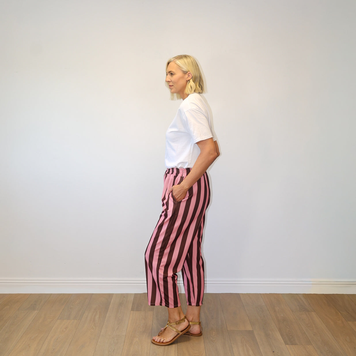 Tessa Trousers (Brown/Pink Stripe)