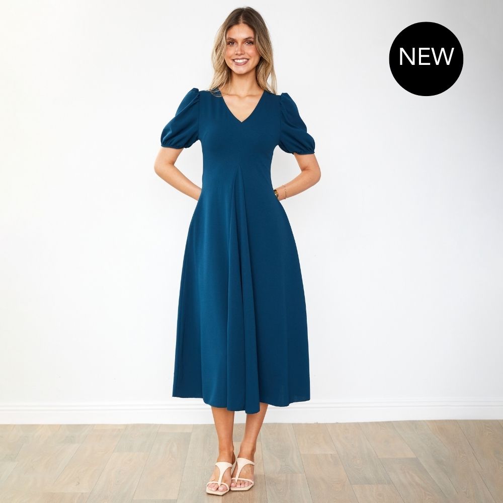 Flora Dress (Peacock Blue)