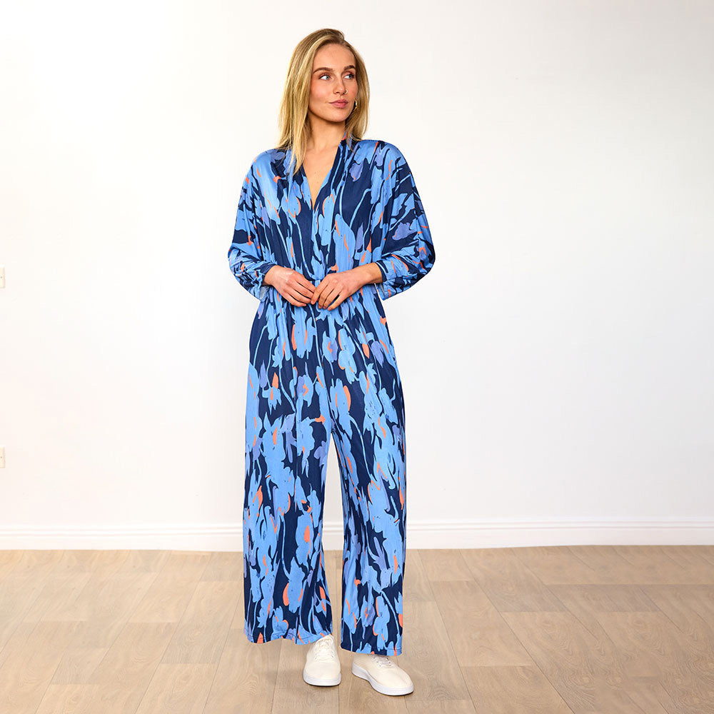 Vogue Jumpsuit (Navy/Orange Abstract)
