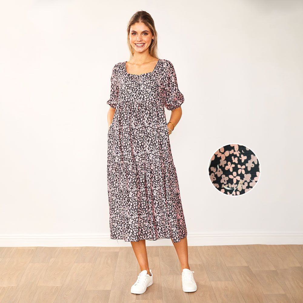 Delta Dress (Black Floral)