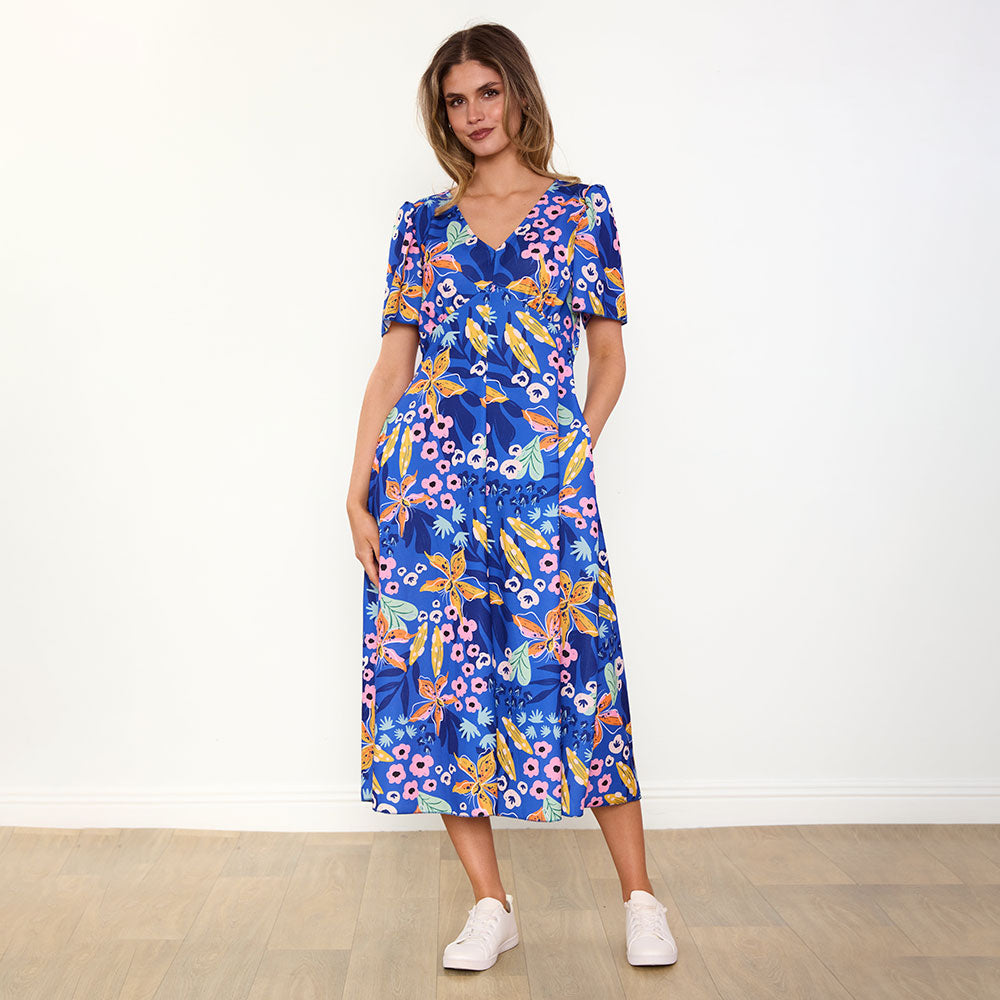 Whitney Dress in navy floral print – women's dress – view 3