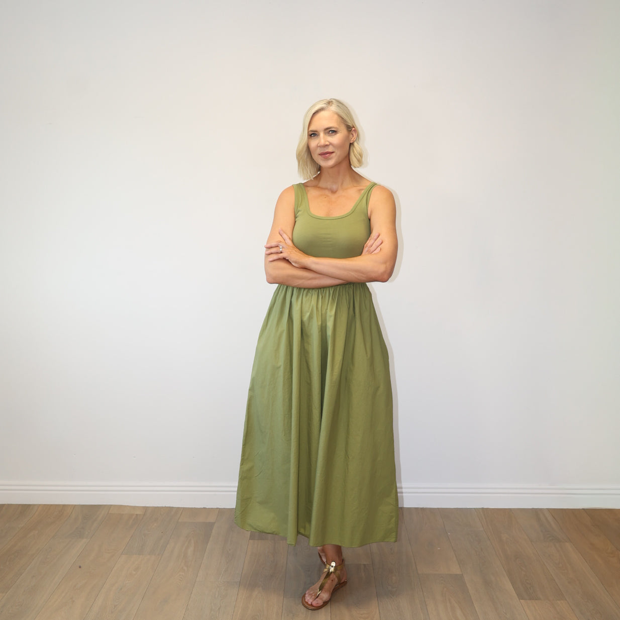 Willow Midi Dress (Olive)