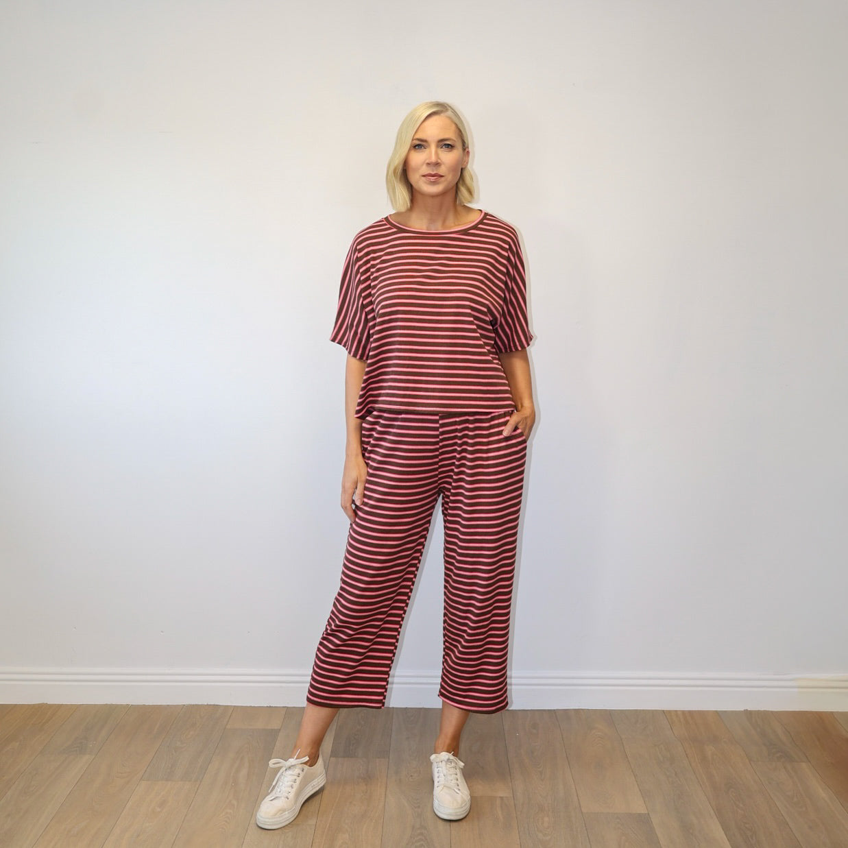 Yolanda Co-Ord (Coffee/Pink Stripe)