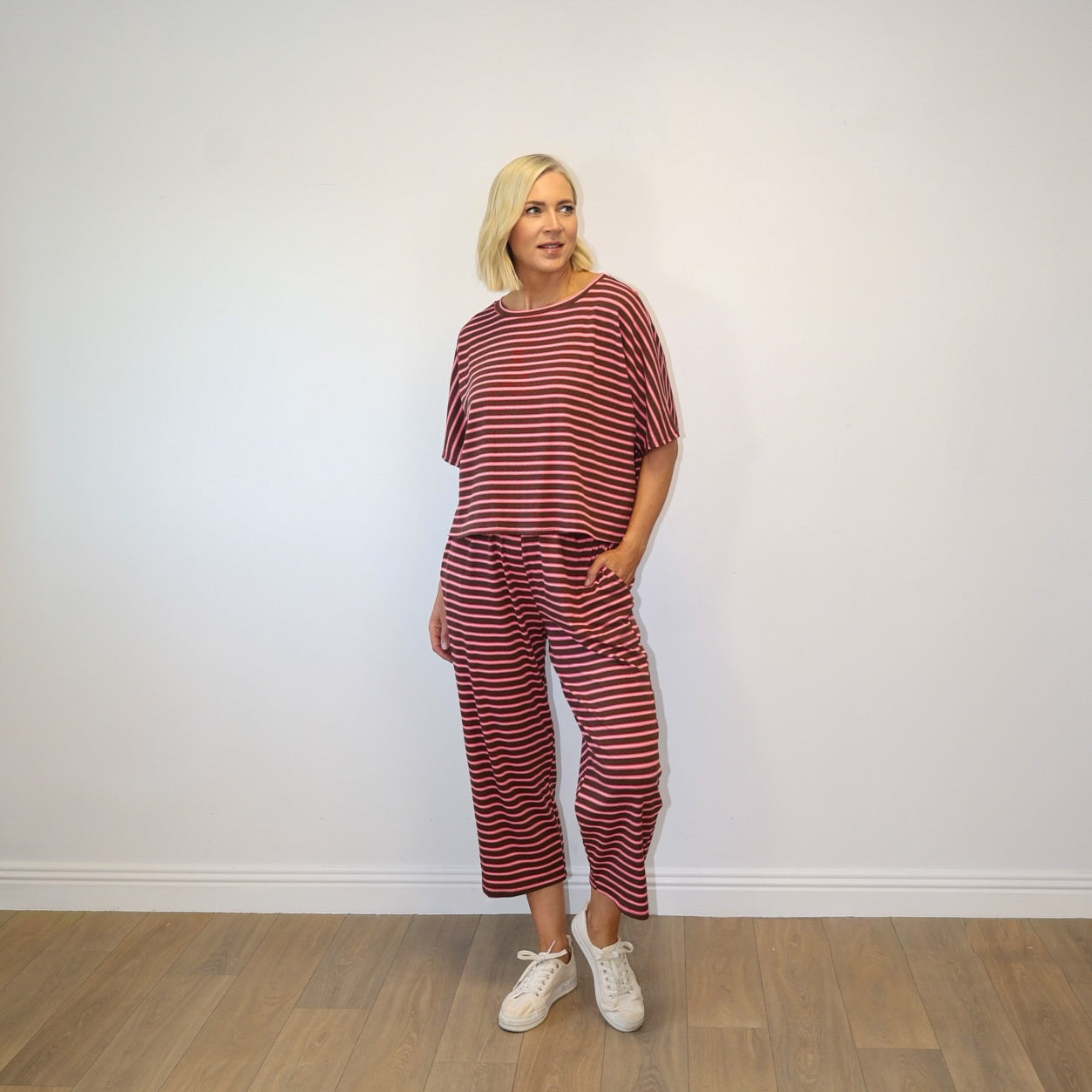 Yolanda Co-Ord (Coffee/Pink Stripe)