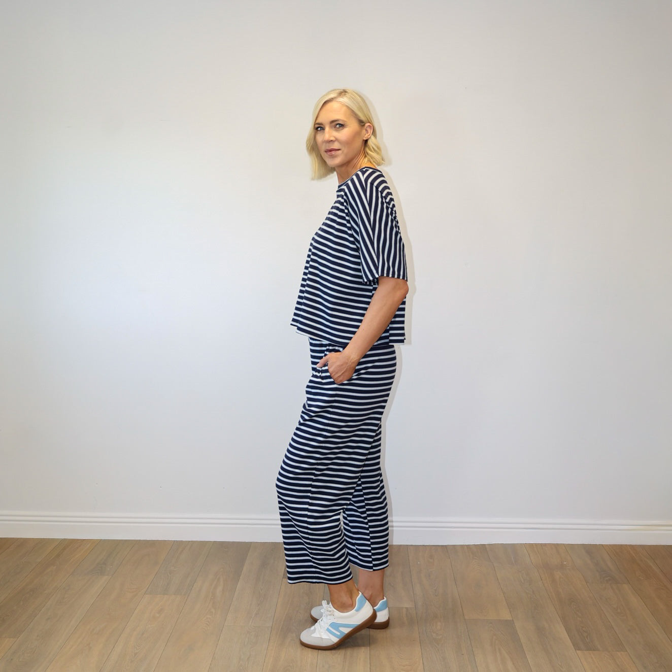 Yolanda Co-Ord (Navy/Blue Stripe)