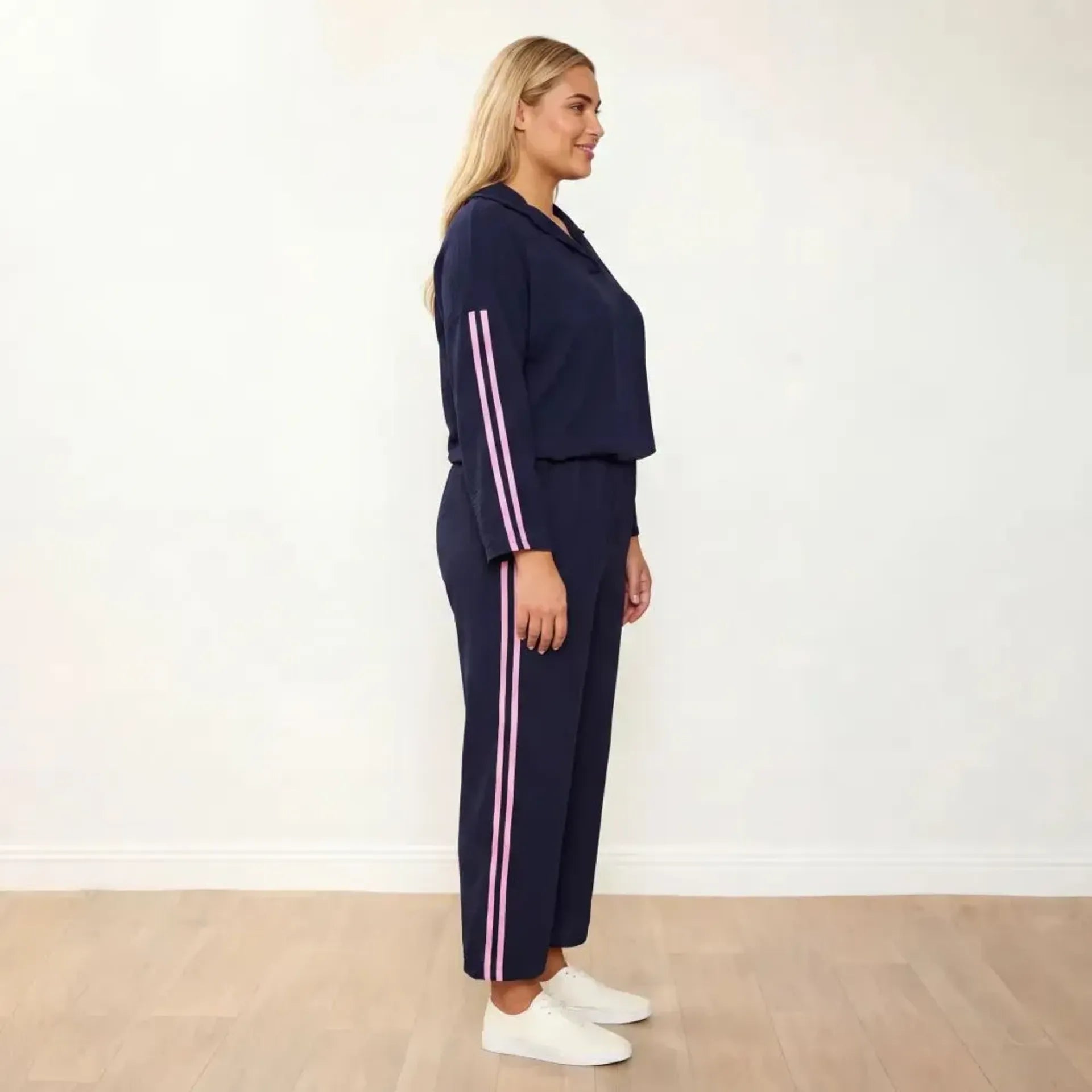 Clara Co-Ord in navy and pink stripe – women's co-ord set – view 4