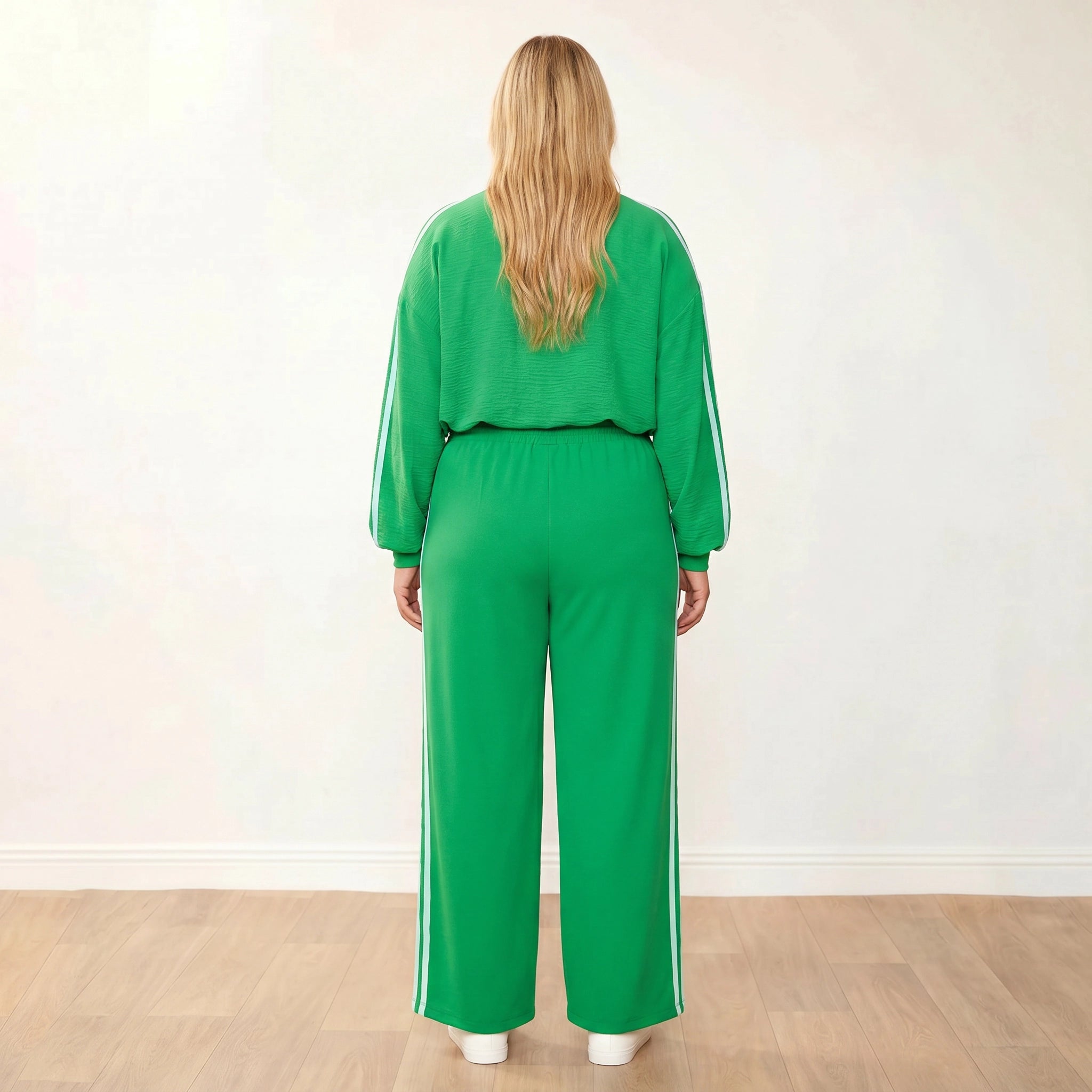Clara Co-Ord Green Mint Stripe - Plus Size XXL - Full back view