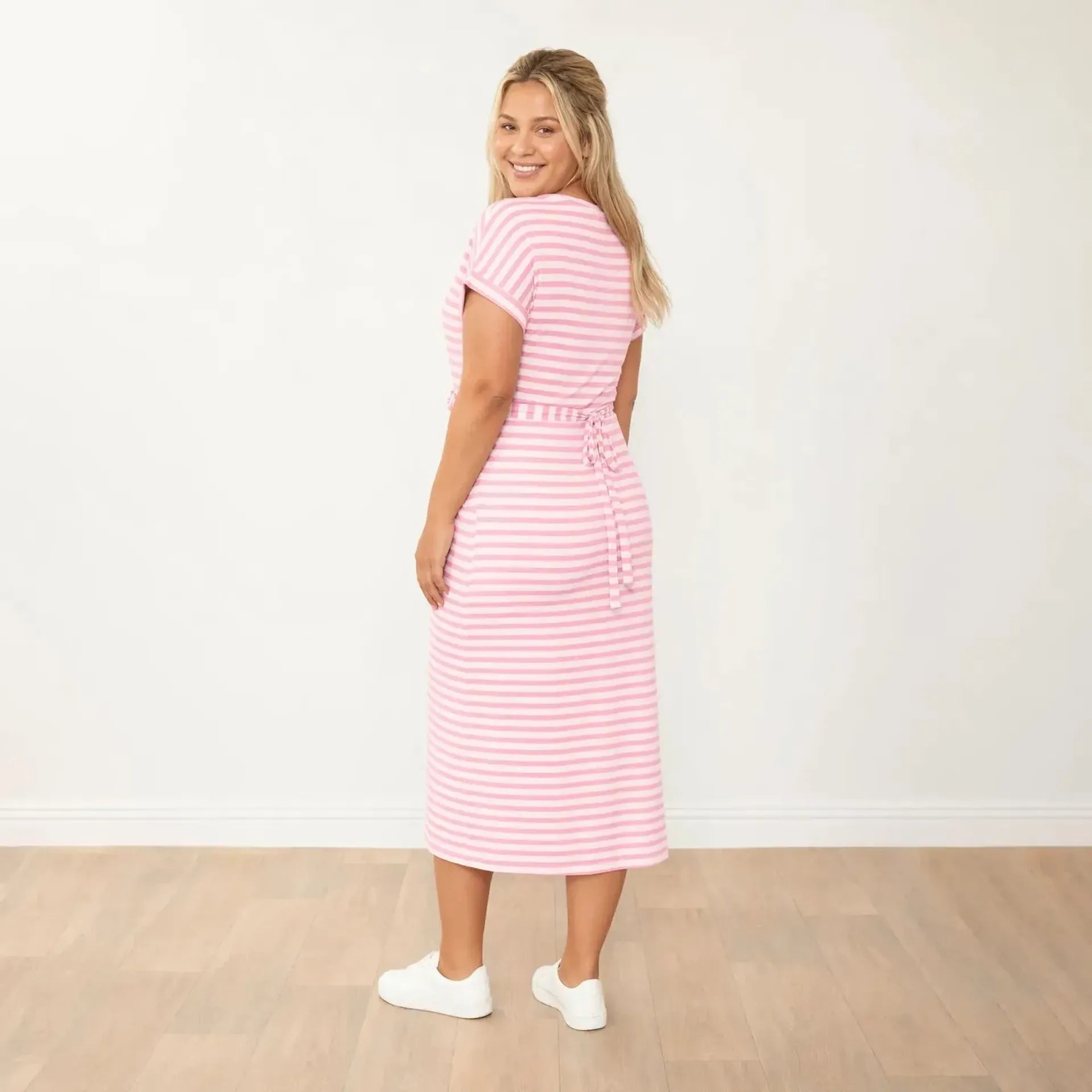 Lenny Dress Pink Stripe - Eliza XXL - Front looking forward