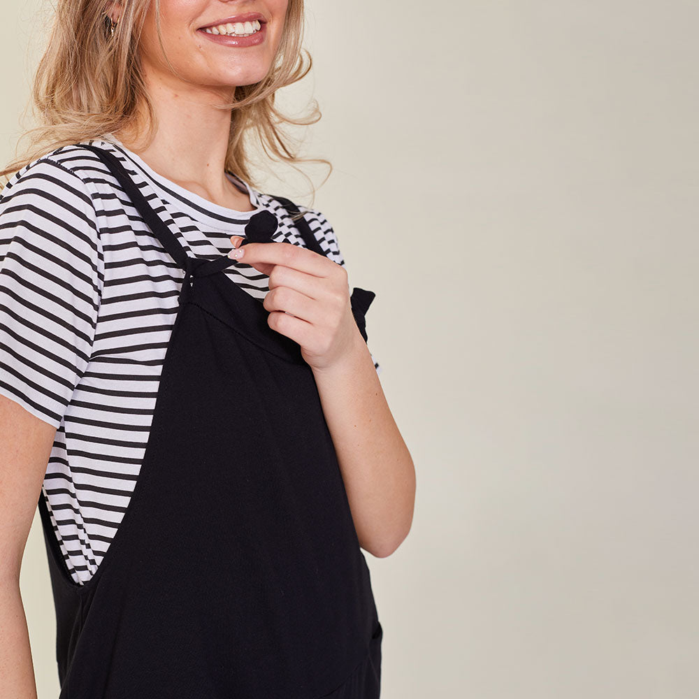 Ashley Dungaree (Black) & Betsy Top (Black stripe) for €53