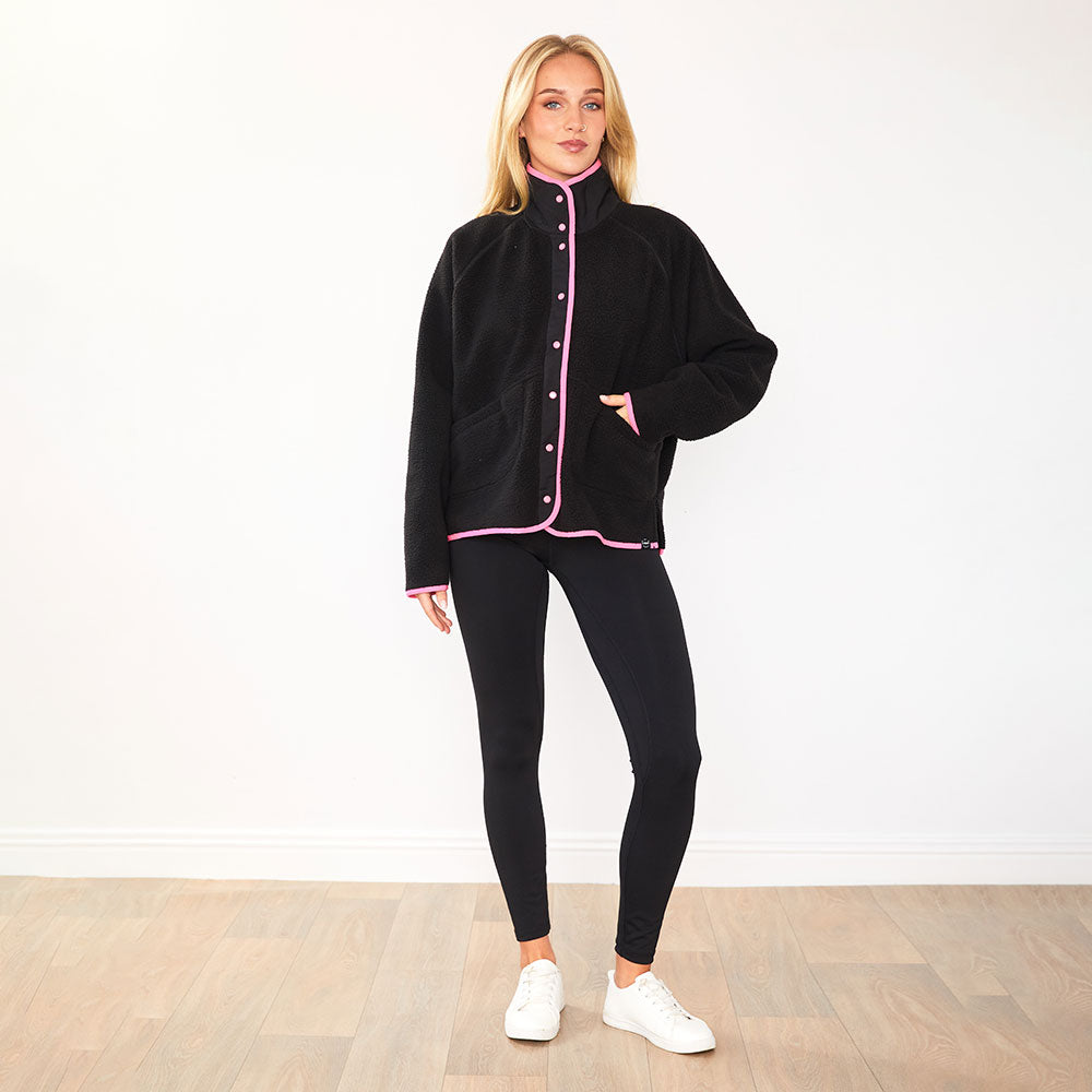 Fleece Jacket (Black/Neon Pink Trim)