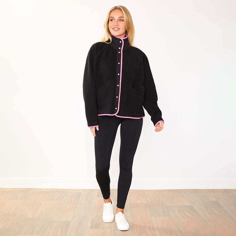 Fleece Jacket (Black/Neon Pink Trim)